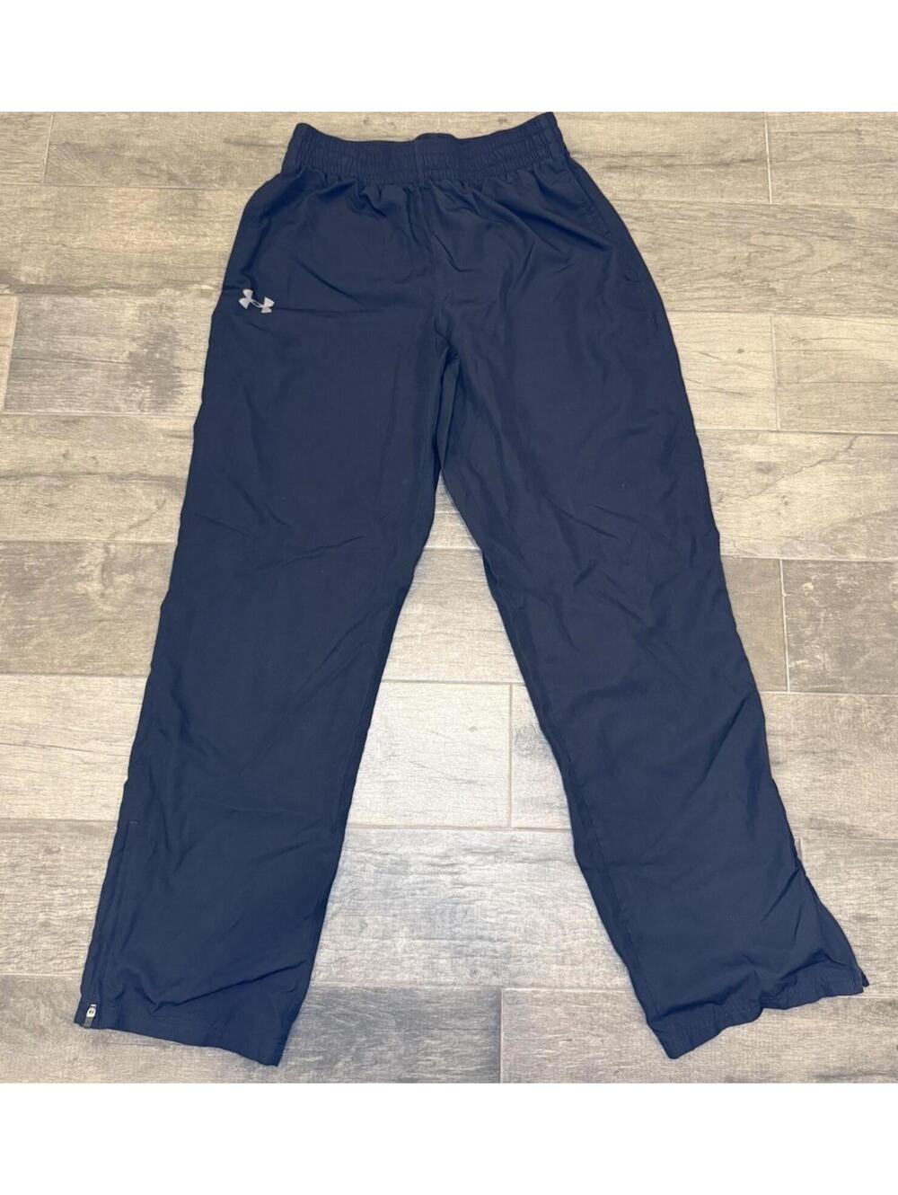 Under Armour Women’s Medium Windbreaker Pants, Black, Mesh Lining, Zipper Bottom